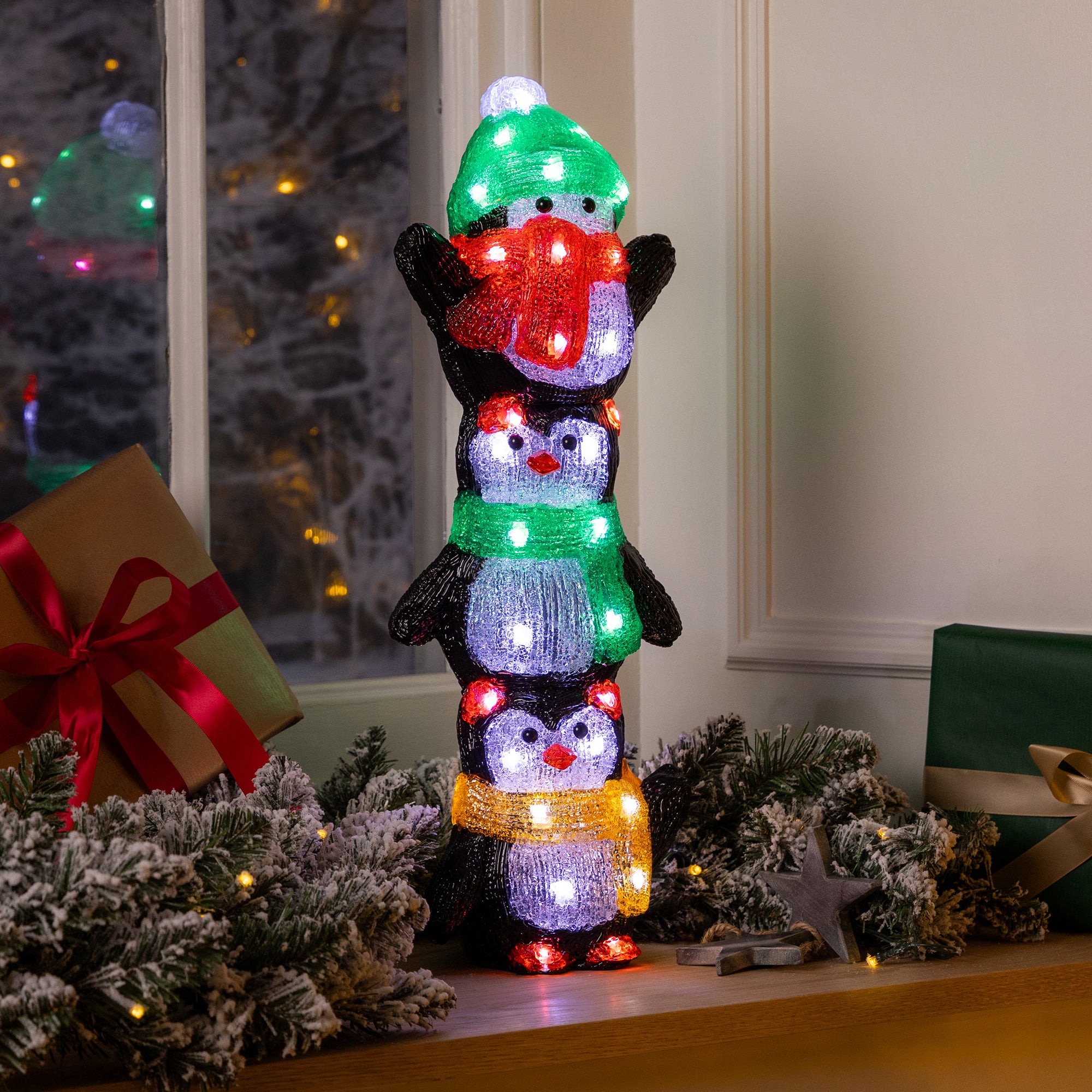 Light Up Penguin Tower Decoration