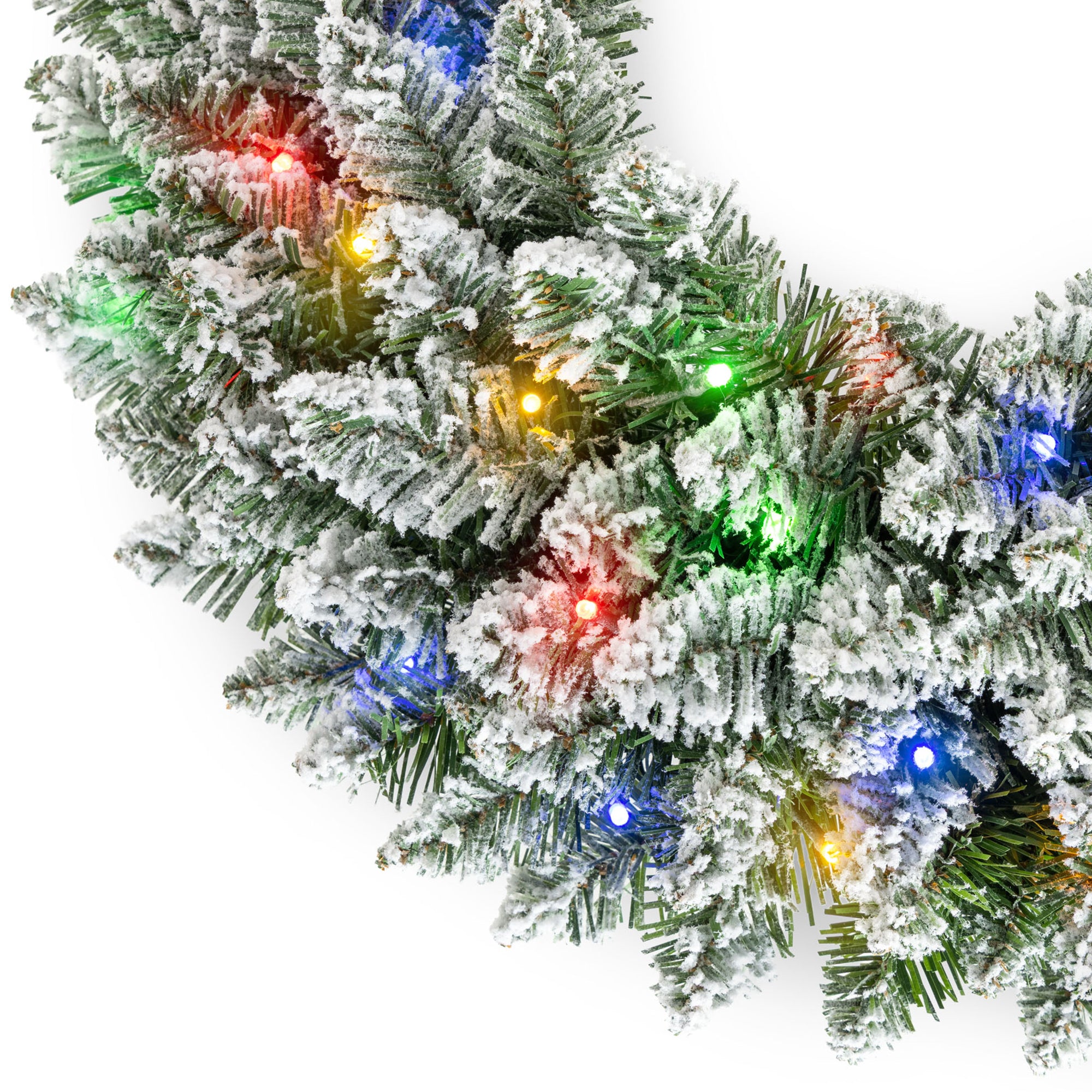 Snow Flocked Pre-Lit Christmas Wreath