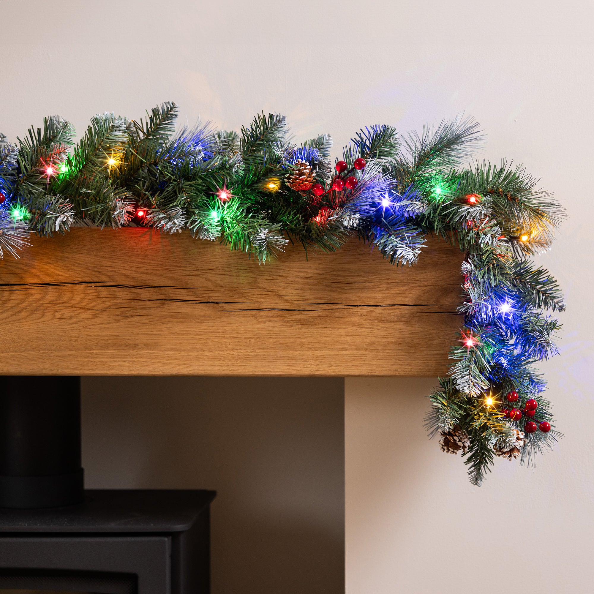Frosted Berry & Pinecone Pre-Lit Christmas Garland