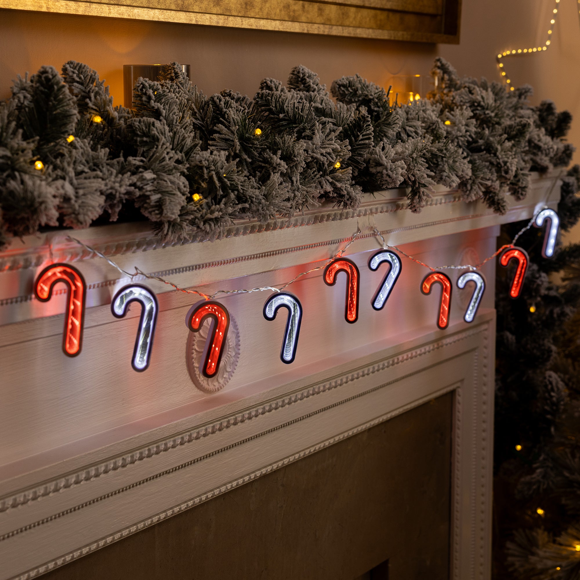 Candy Cane Infinity Light Garland