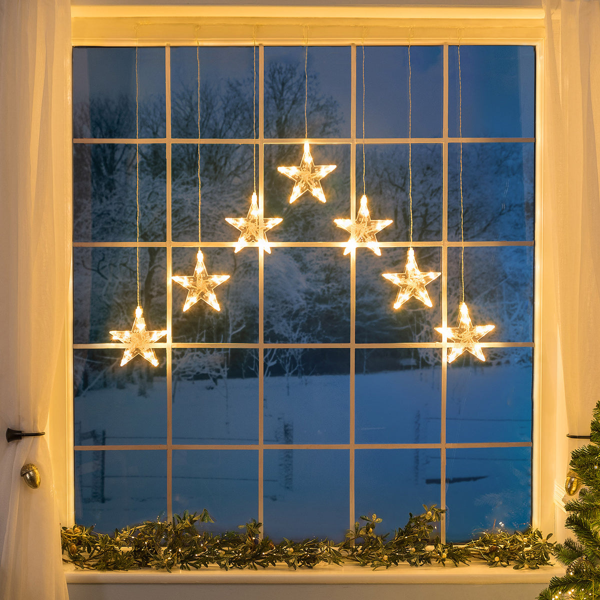 Christmas Star Curtain Lights
