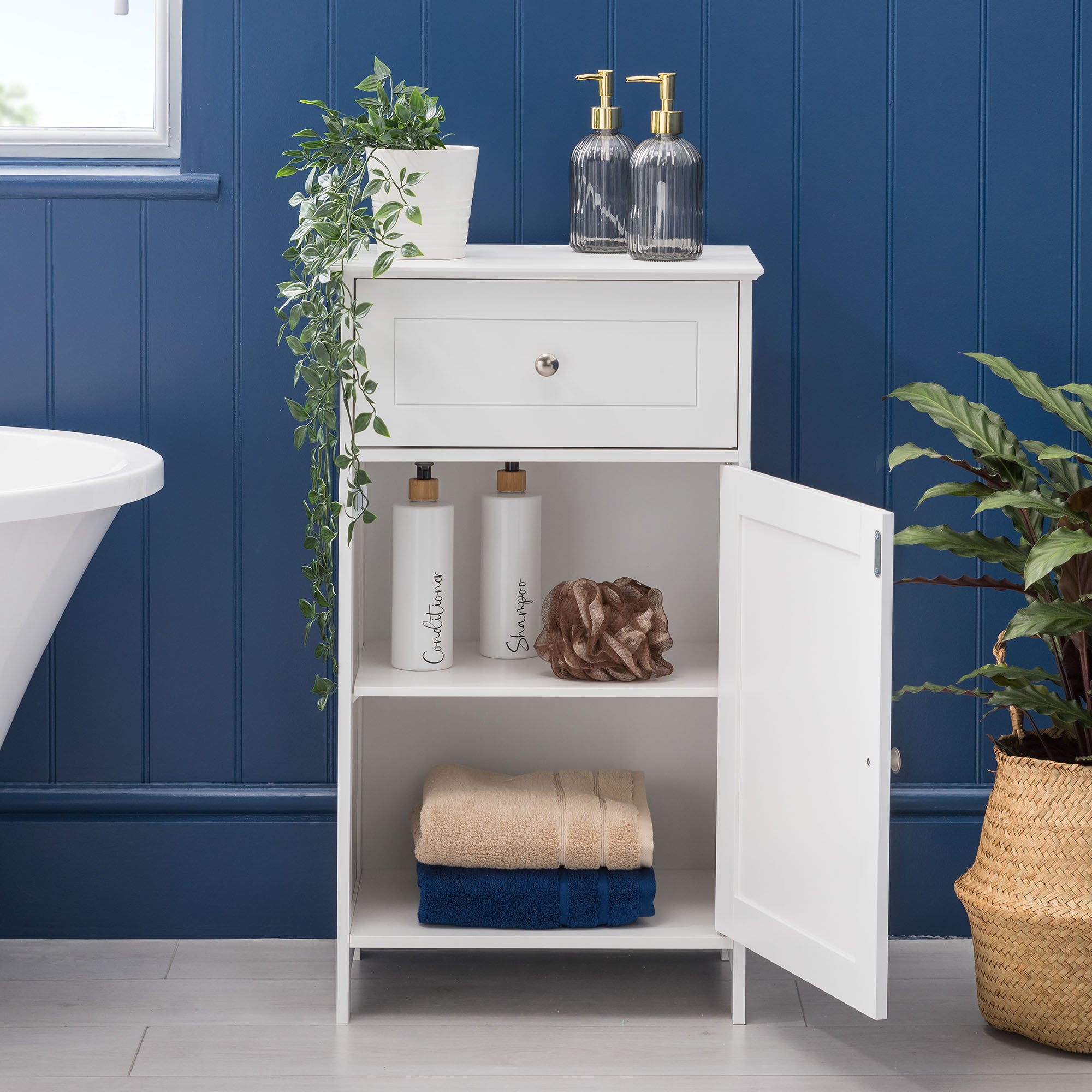 Clovelly White Bathroom Cabinet With Drawer