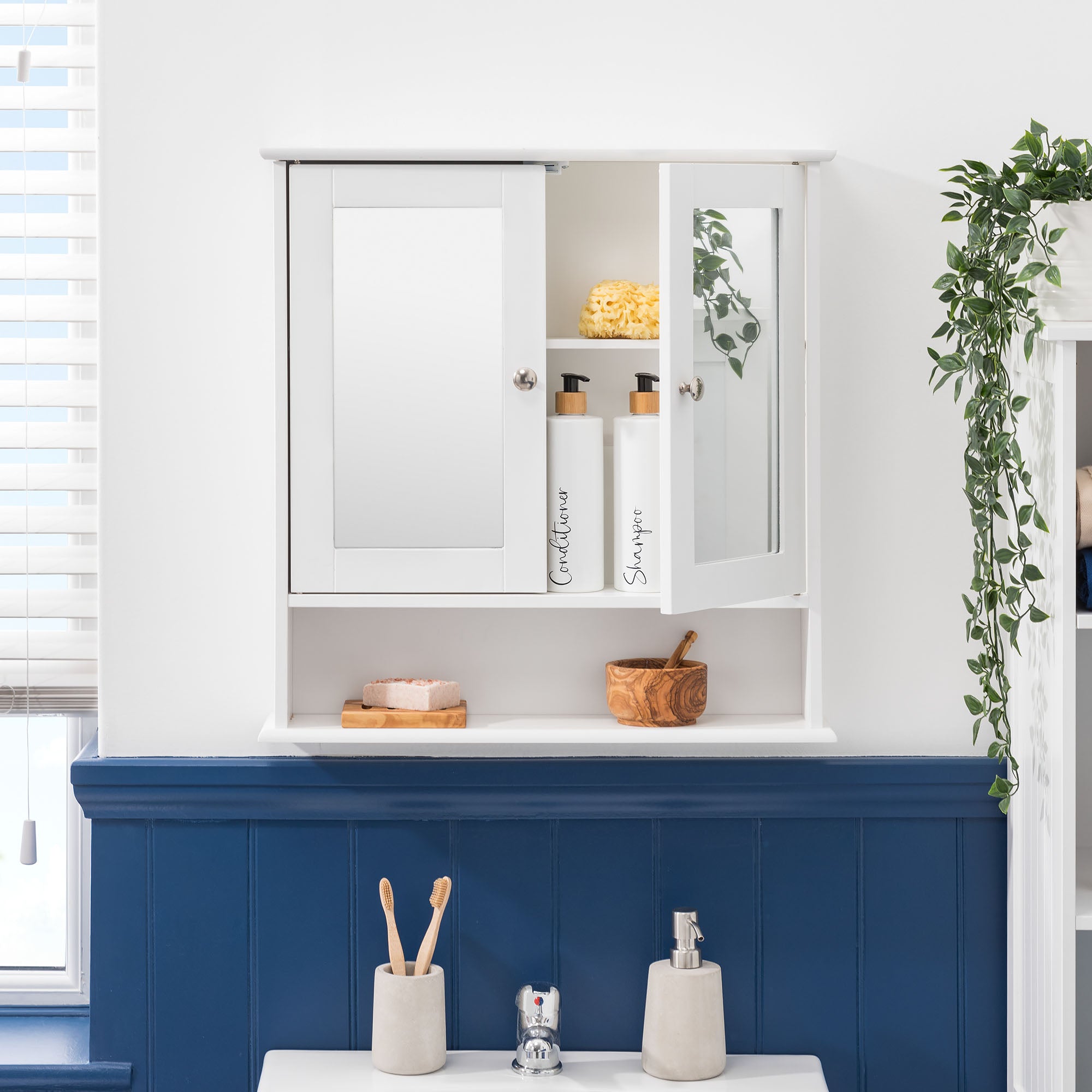 Clovelly White Double Mirrored Cabinet