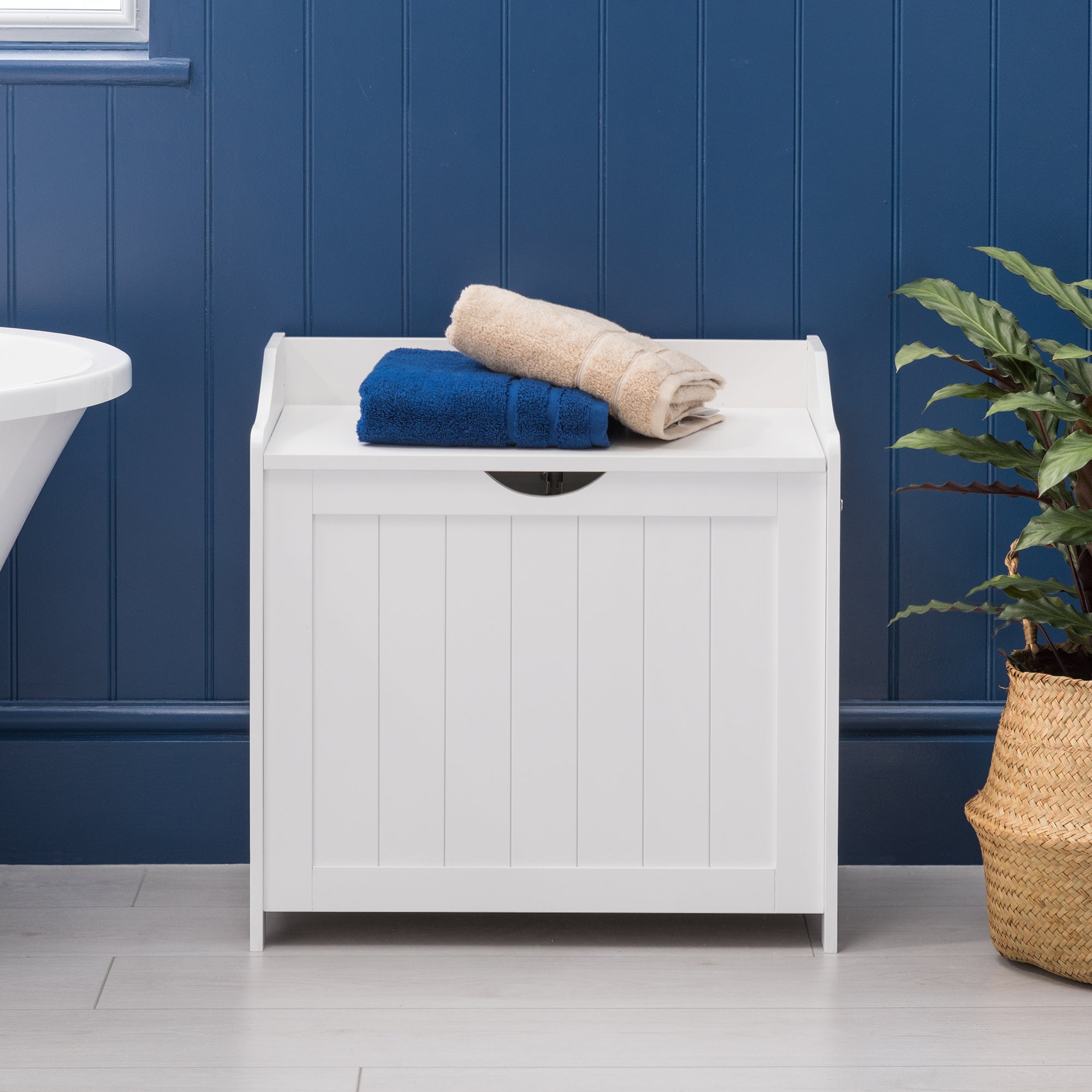 Clovelly White Laundry Box With Lid