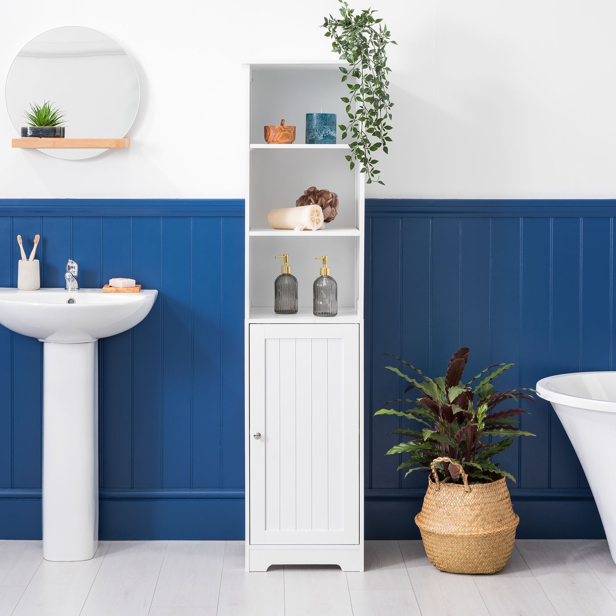 Clovelly White Tallboy Bathroom Cabinet