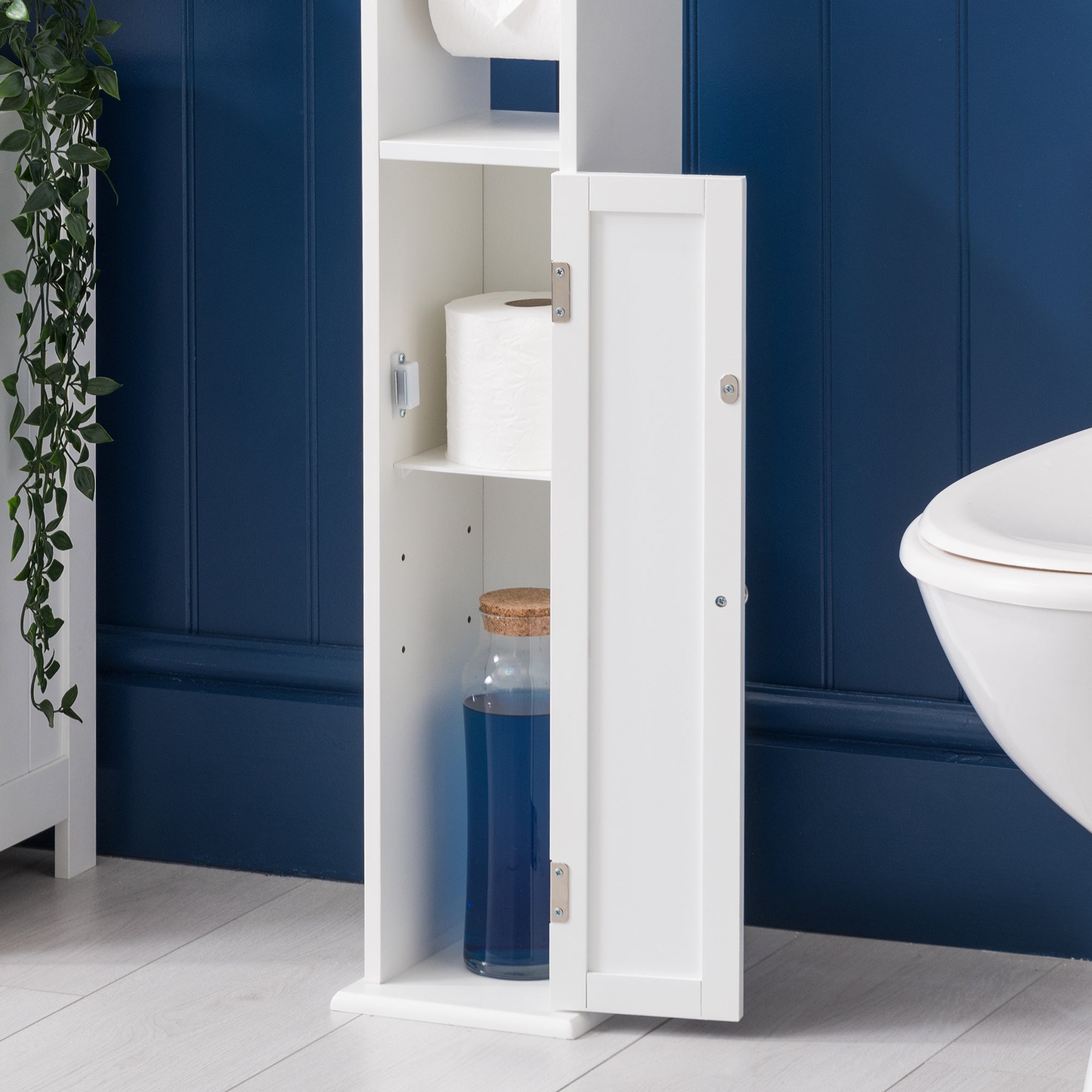 Clovelly White Toilet Roll Holder Cabinet