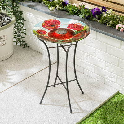 Glass Solar Bird Bath With Stand