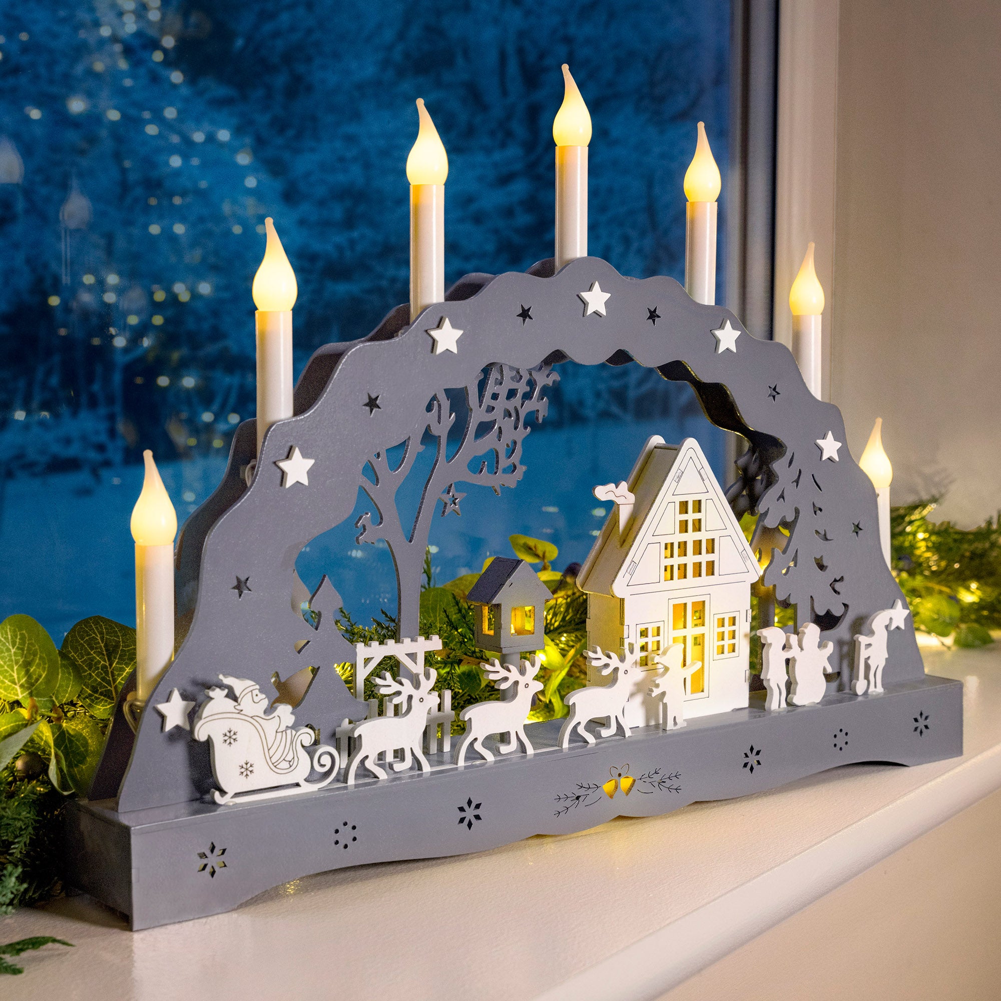 Grey Christmas Village Candle Arch