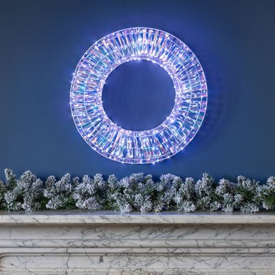 Iridescent White LED Wreath