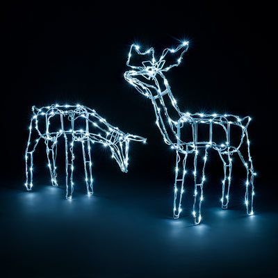 Light Up White Wire Reindeer