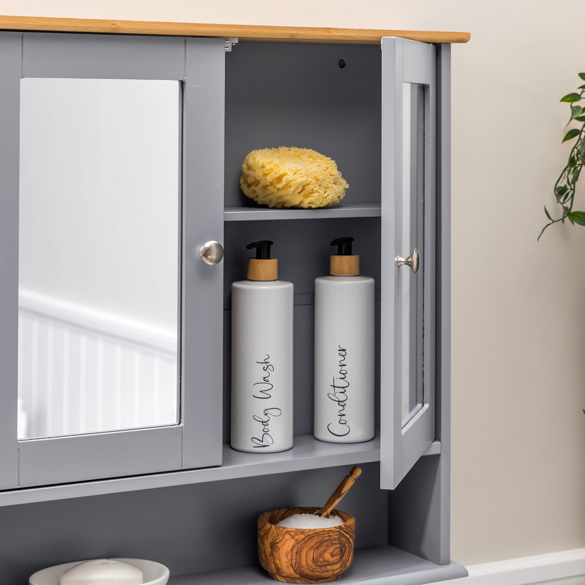 Lustleigh Grey Double Mirrored Cabinet