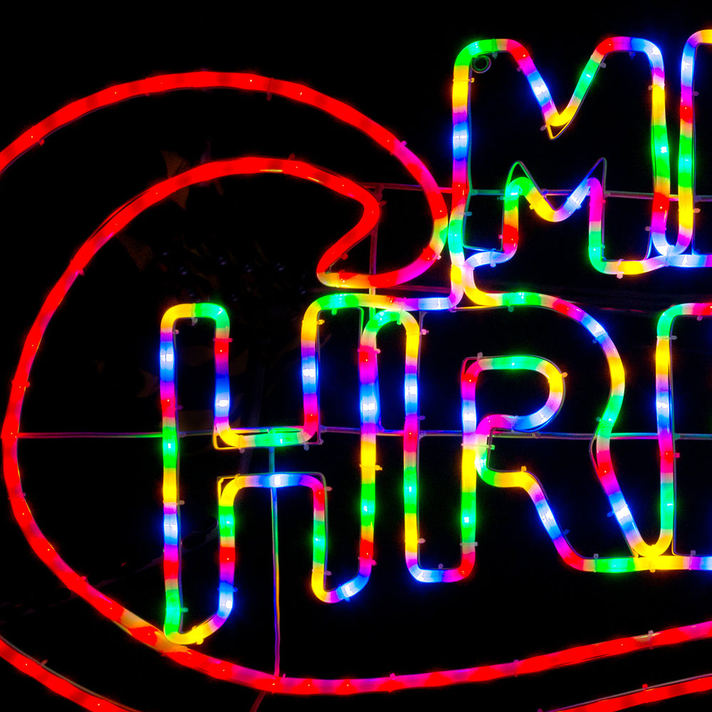 Merry Christmas LED Rope Light Sign | 100cm & 185cm | Christow