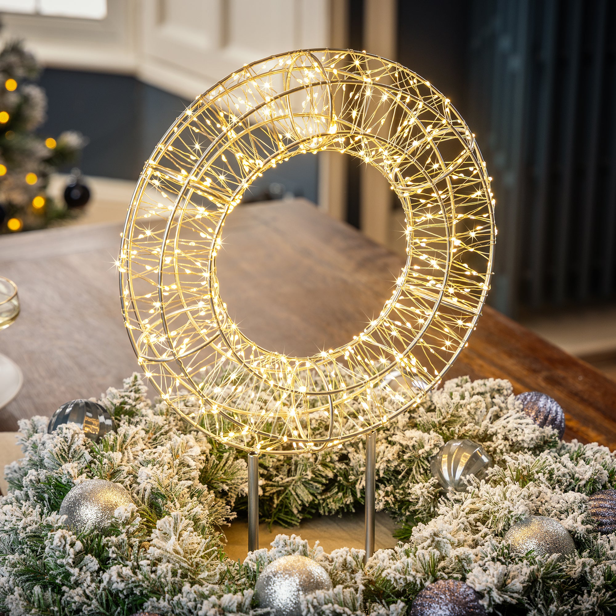 Micro LED Christmas Wreath with Stand