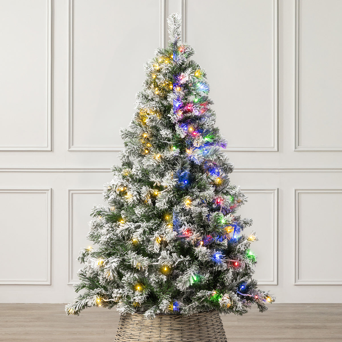 Pre Lit Chamonix Spruce Flocked Christmas Tree