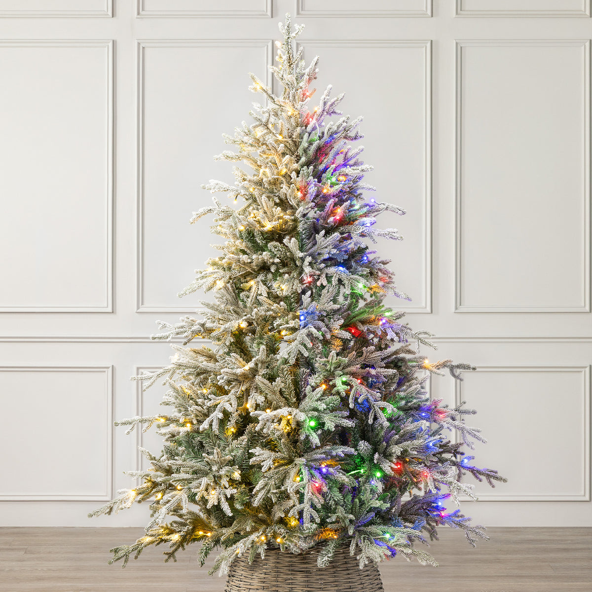 Pre Lit Flocked Verbier Fir Christmas Tree