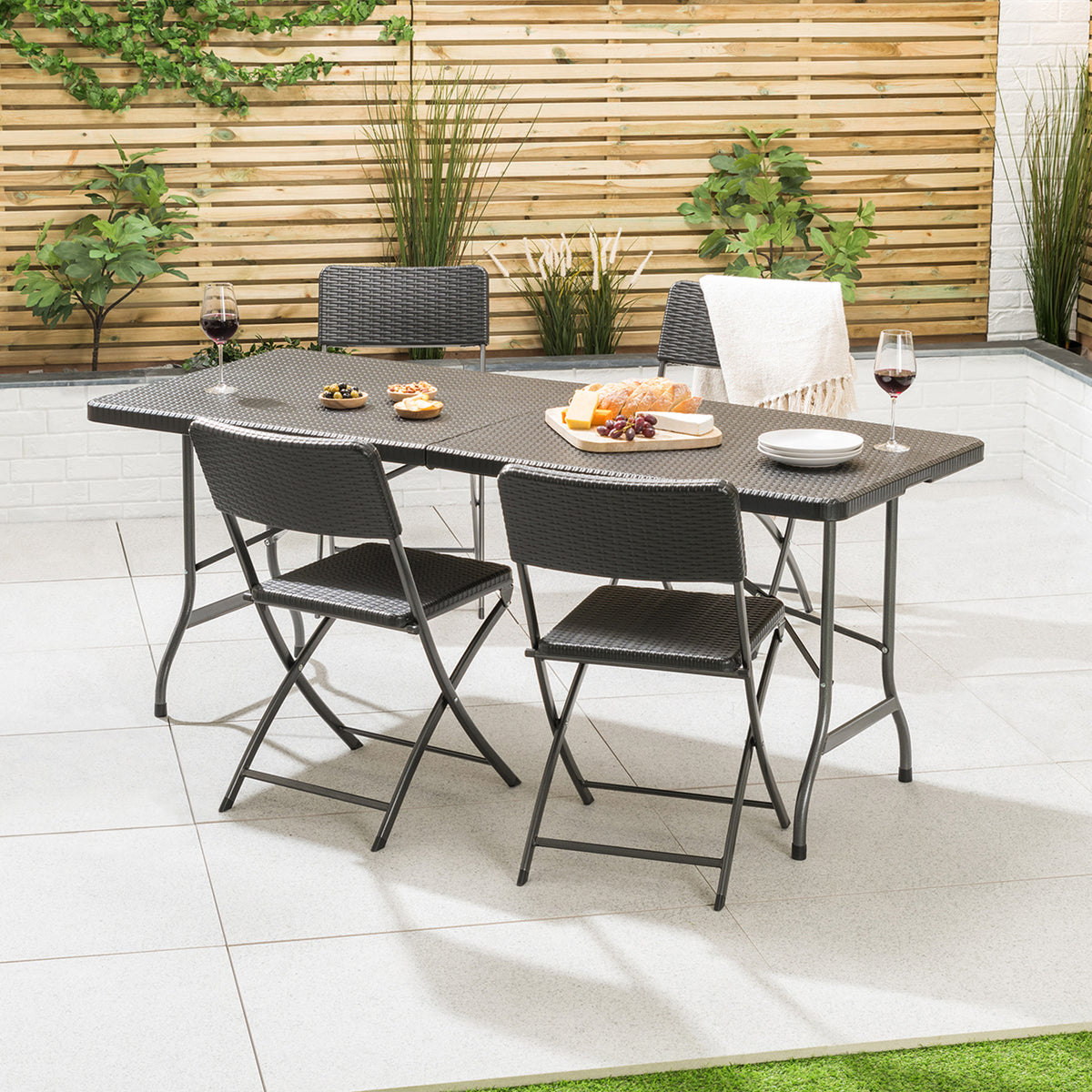 6ft Rattan Effect 4 Seater Dining Set