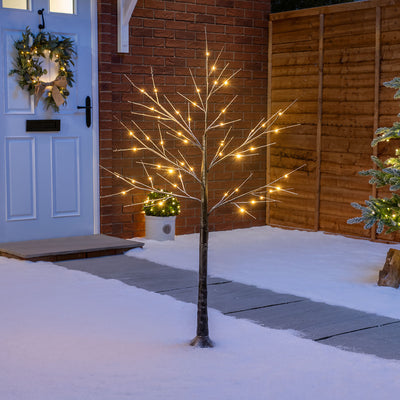 Snowy Twig Tree With Lights
