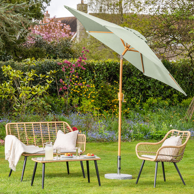 Wood-Effect Parasol with Tilt – 2.4m