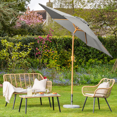 Wood-Effect Parasol with Tilt – 2.4m