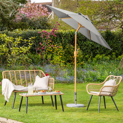 Wood-Effect Parasol with Tilt – 2m