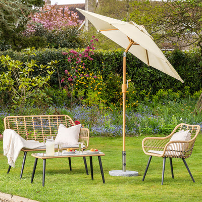 Wood-Effect Parasol with Tilt – 2m
