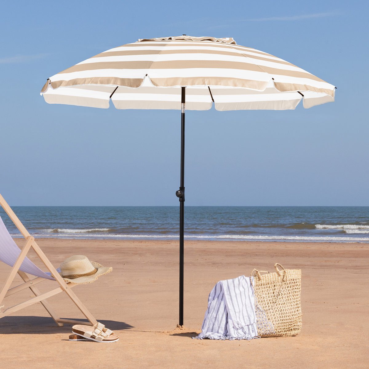 Striped Beach Parasol – 2m