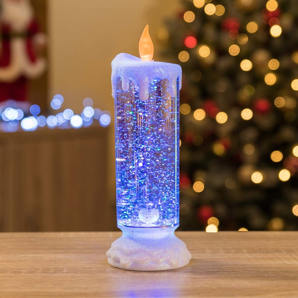 Swirling Glitter LED Christmas Candle