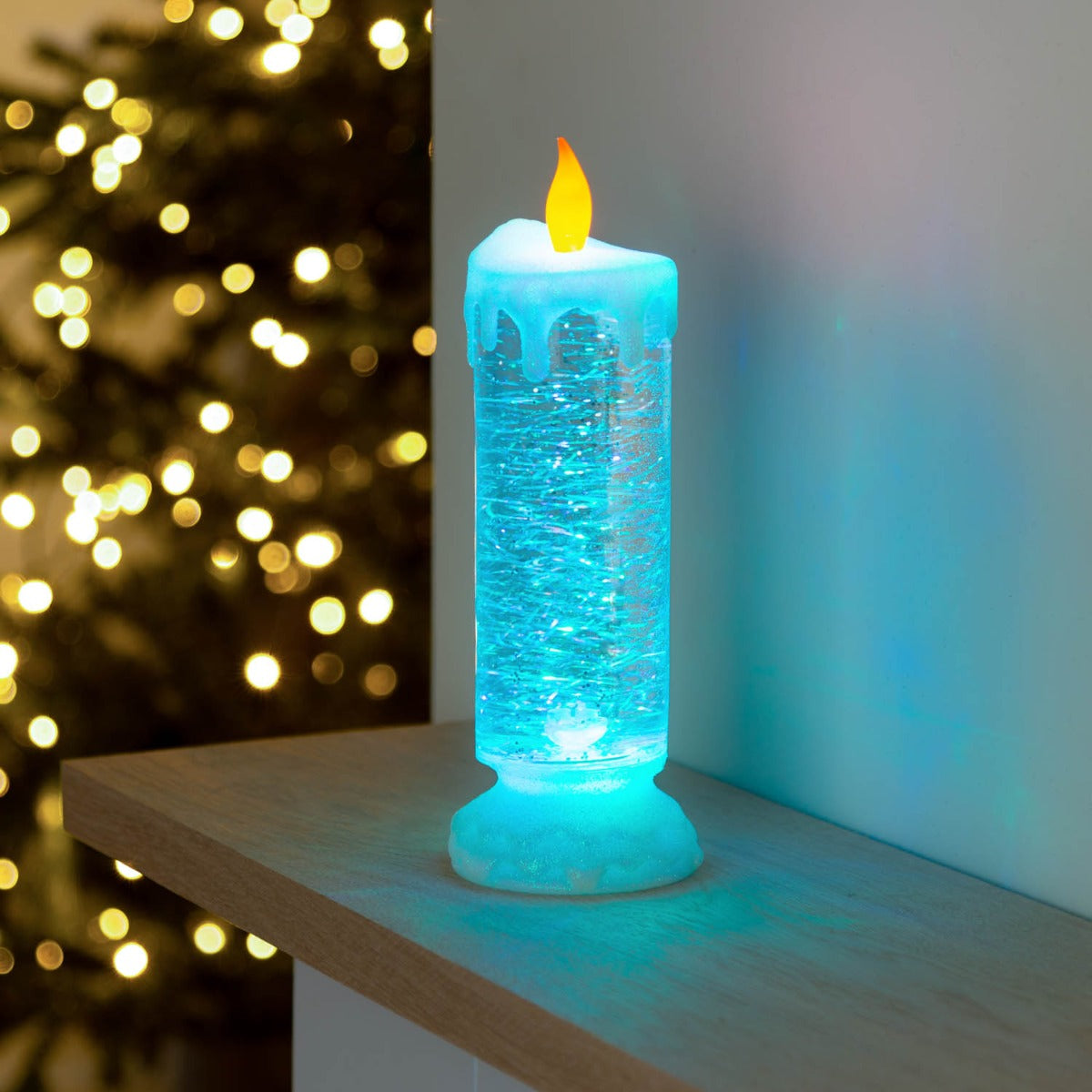 Swirling Glitter LED Christmas Candle
