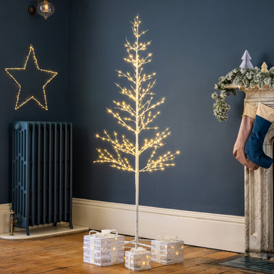 White Twig Tree With Lights