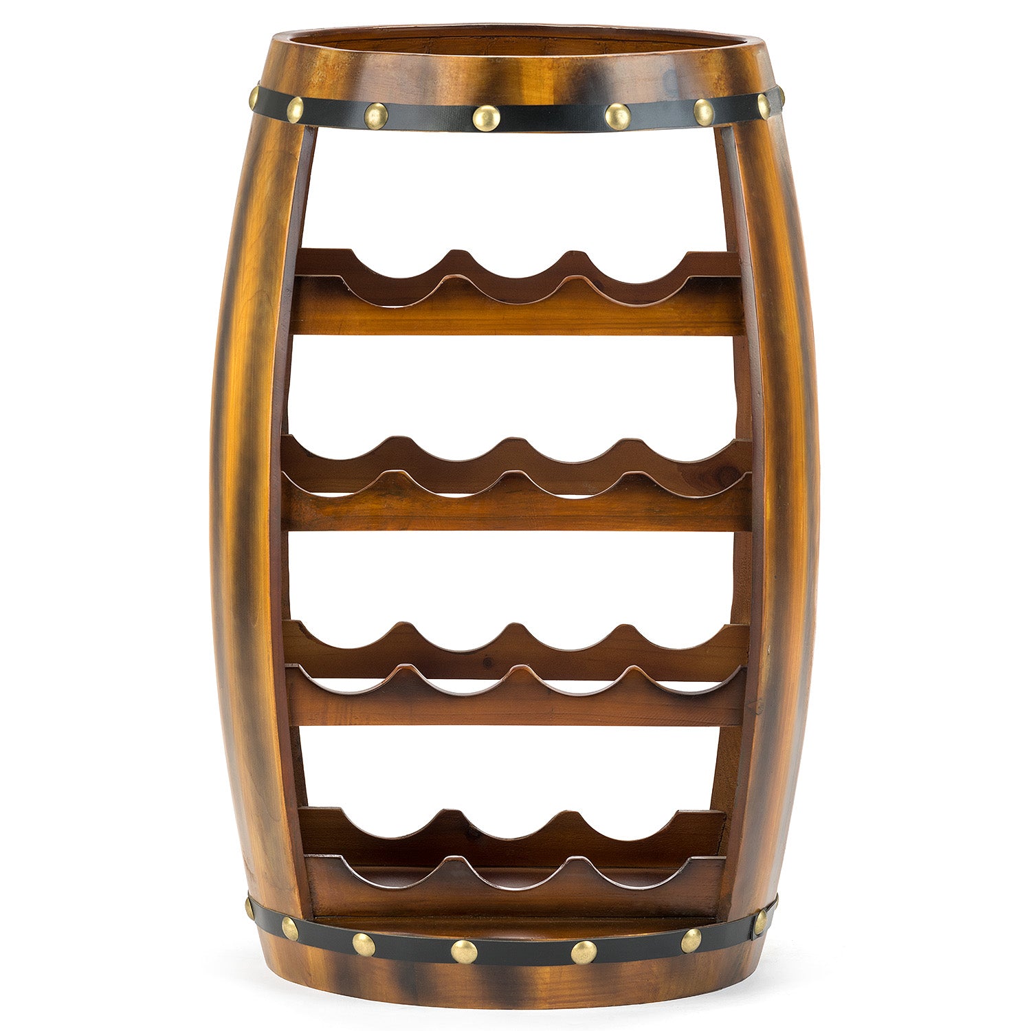 Wooden Barrel Wine Rack – 14 Bottle Capacity