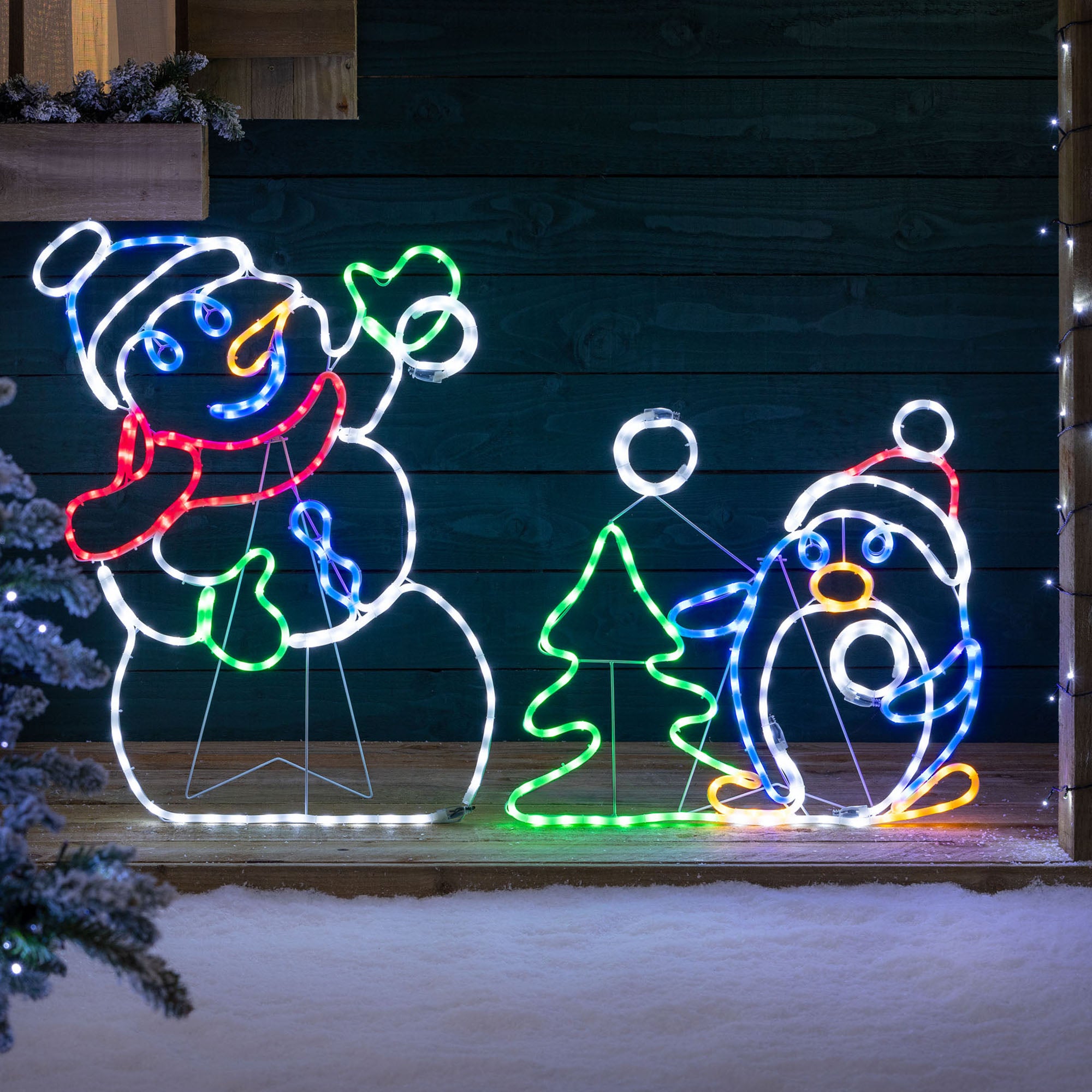 Animated Snowman & Penguin Christmas Light (87cm)